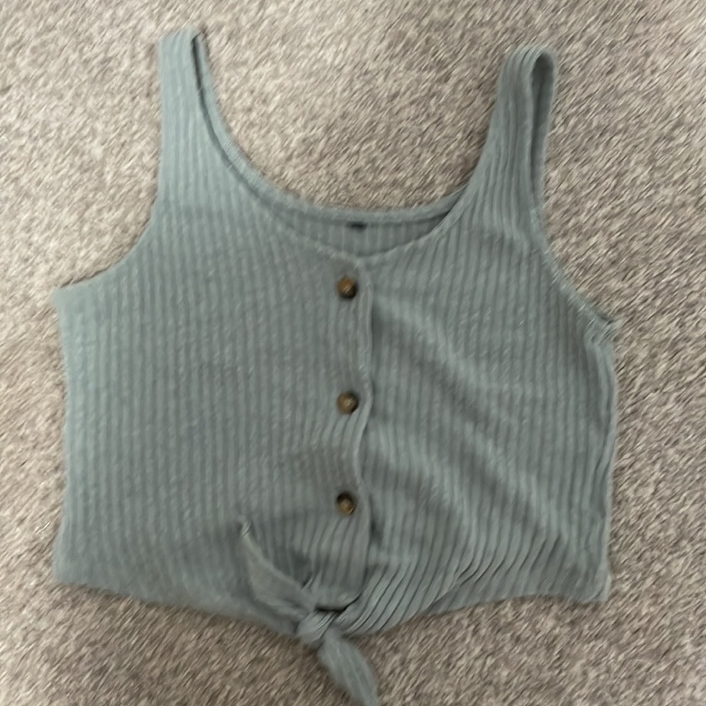 Sage green button up crop top